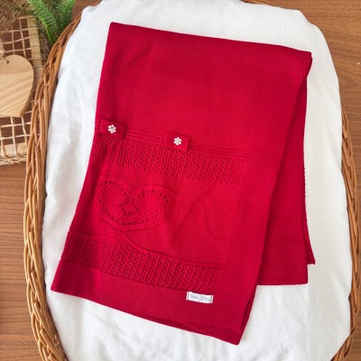 Saída de Maternidade Tiffany Gola Bordada - Vermelho